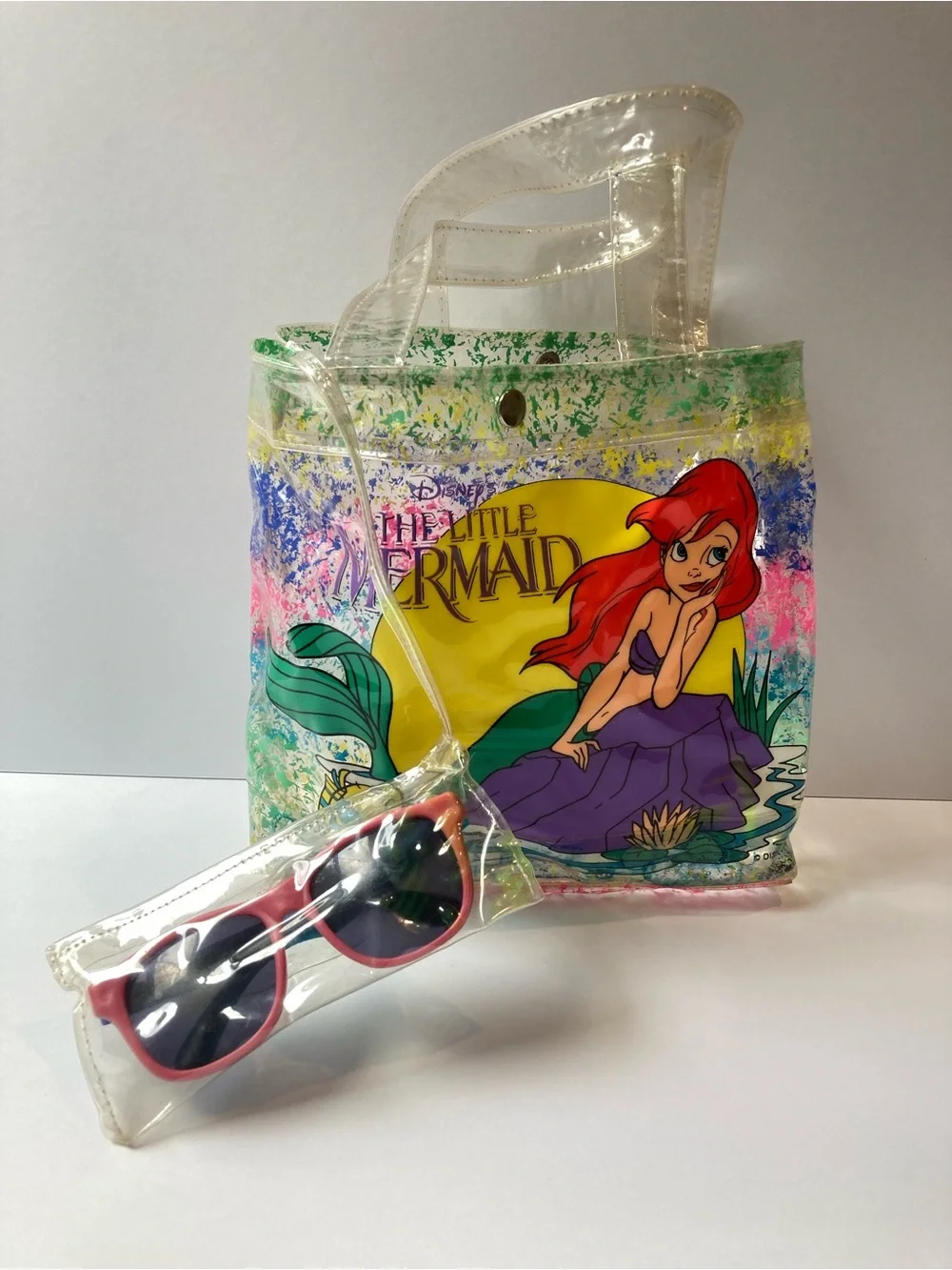 Vintage 90’s Disney The Little Mermaid Vinyl Purse Tote Sunglasses Y2K Ariel VTG